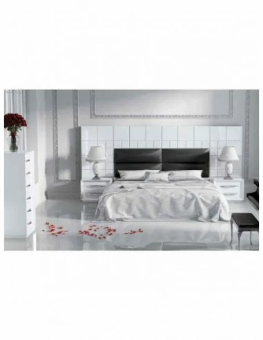 Dormitorio de matrimonio completo lacado blanco con cabeceros tapizados en diferentes acabados (138)