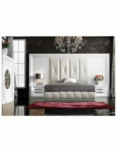 Dormitorio de matrimonio completo lacado blanco con cabeceros tapizados en diferentes acabados (14)