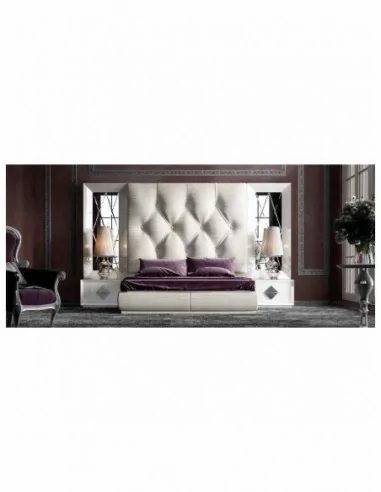 Dormitorio de matrimonio completo lacado blanco con cabeceros tapizados en diferentes acabados (140)