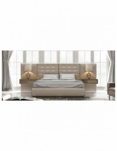 Dormitorio de matrimonio completo lacado blanco con cabeceros tapizados en diferentes acabados (142)