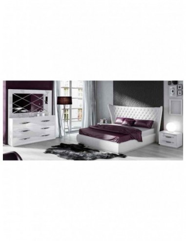 Dormitorio de matrimonio completo lacado blanco con cabeceros tapizados en diferentes acabados (145)