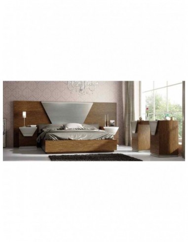 Dormitorio de matrimonio completo lacado blanco con cabeceros tapizados en diferentes acabados (148)