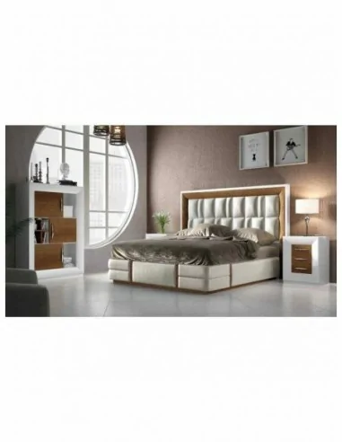 Dormitorio de matrimonio completo lacado blanco con cabeceros tapizados en diferentes acabados (15)