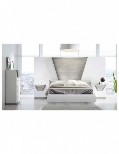 Dormitorio de matrimonio completo lacado blanco con cabeceros tapizados en diferentes acabados (153)