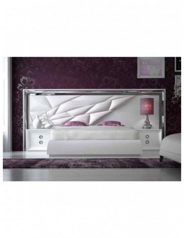 Dormitorio de matrimonio completo lacado blanco con cabeceros tapizados en diferentes acabados (154)