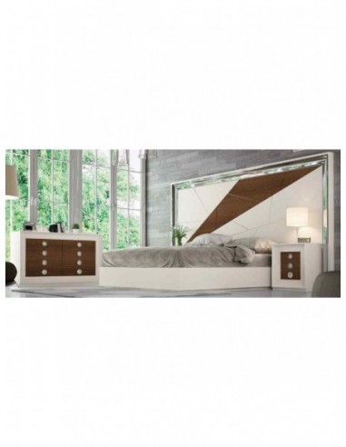 Dormitorio de matrimonio completo lacado blanco con cabeceros tapizados en diferentes acabados (157)