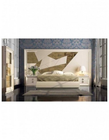 Dormitorio de matrimonio completo lacado blanco con cabeceros tapizados en diferentes acabados (158)