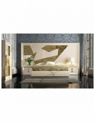 Dormitorio de matrimonio completo lacado blanco con cabeceros tapizados en diferentes acabados (158)
