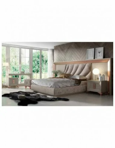 Dormitorio de matrimonio completo lacado blanco con cabeceros tapizados en diferentes acabados (16)