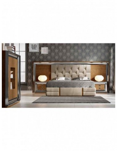 Dormitorio de matrimonio completo lacado blanco con cabeceros tapizados en diferentes acabados (160)