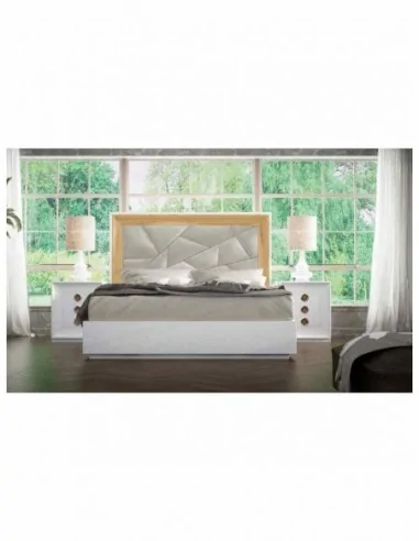 Dormitorio de matrimonio completo lacado blanco con cabeceros tapizados en diferentes acabados (161)
