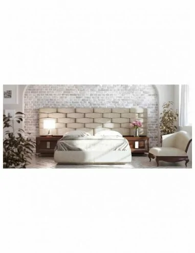 Dormitorio de matrimonio completo lacado blanco con cabeceros tapizados en diferentes acabados (166)