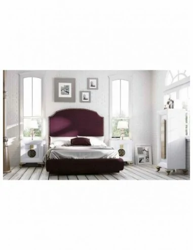 Dormitorio de matrimonio completo lacado blanco con cabeceros tapizados en diferentes acabados (167)
