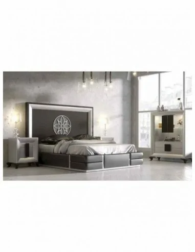 Dormitorio de matrimonio completo lacado blanco con cabeceros tapizados en diferentes acabados (29)