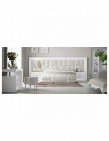Dormitorio de matrimonio completo lacado blanco con cabeceros tapizados en diferentes acabados (3)