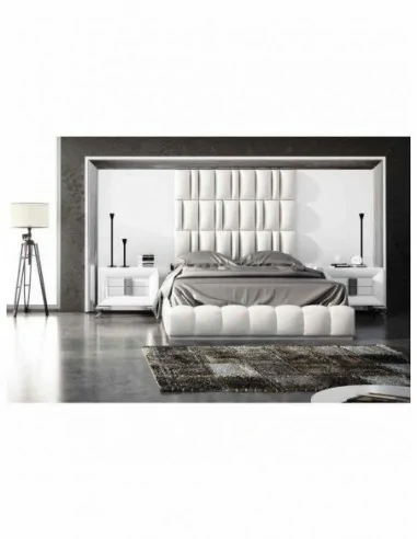 Dormitorio de matrimonio completo lacado blanco con cabeceros tapizados en diferentes acabados (31)