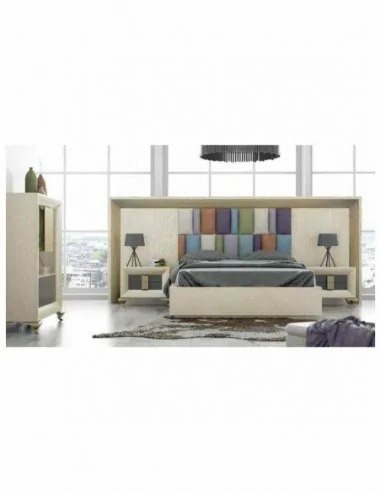 Dormitorio de matrimonio completo lacado blanco con cabeceros tapizados en diferentes acabados (33)
