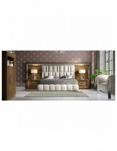 Dormitorio de matrimonio completo lacado blanco con cabeceros tapizados en diferentes acabados (5)