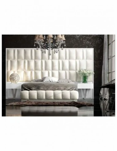 Dormitorio de matrimonio completo lacado blanco con cabeceros tapizados en diferentes acabados (52)