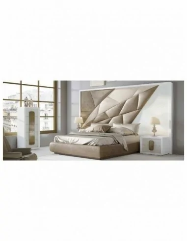 Dormitorio de matrimonio completo lacado blanco con cabeceros tapizados en diferentes acabados (54)