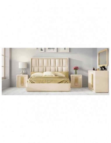 Dormitorio de matrimonio completo lacado blanco con cabeceros tapizados en diferentes acabados (58)