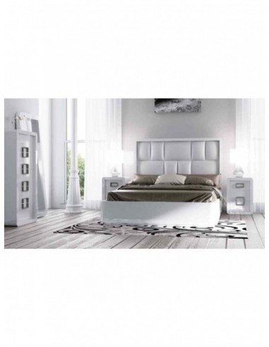 Dormitorio de matrimonio completo lacado blanco con cabeceros tapizados en diferentes acabados (62)