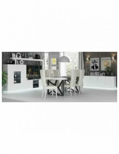 Salon comedor moderno con mesas y sillas a juego madera lacada alta gama en brillo diferentes colores (3)