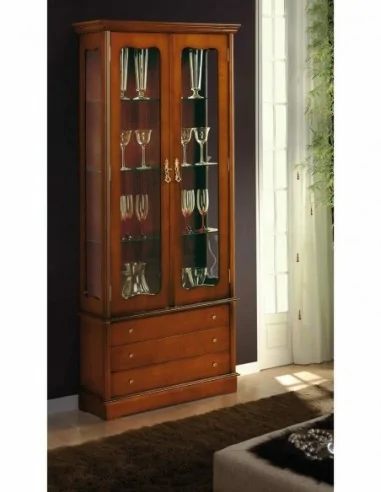 Vitrinas de salon diseño clasico con puertas de cristal madera barnizada o lacado (6)