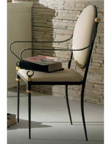 sillas de forja con asiento tapizado...