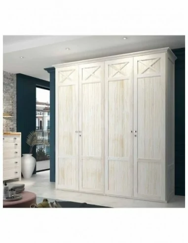 Armario de puertas correderas o batientes visillo molduras cruceta madera maciza (6)