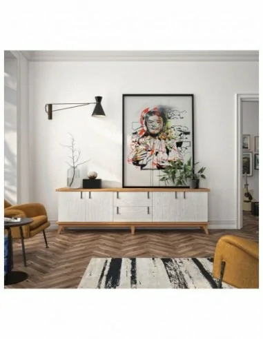 mueble de salon diseño nordico madera maciza diferentes colores barniz o laca vitrina bajo salon (2)