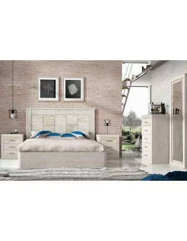 Dormitorio de matrimonio moderno con cabeceros tapizados polipiel mesitas de noche comoda canape (8)