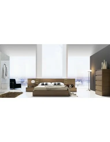Dormitorio de matrimonio diseño moderno diferentes acabados luces led cabecero tapizado mesitas (20)
