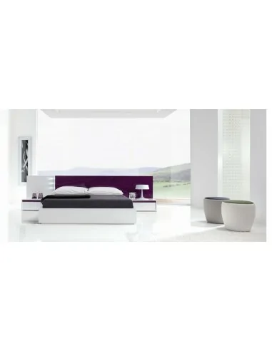 Dormitorio de matrimonio diseño moderno diferentes acabados luces led cabecero tapizado mesitas (21)
