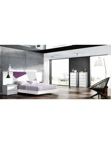 Dormitorio de matrimonio diseño moderno diferentes acabados luces led cabecero tapizado mesitas (27)