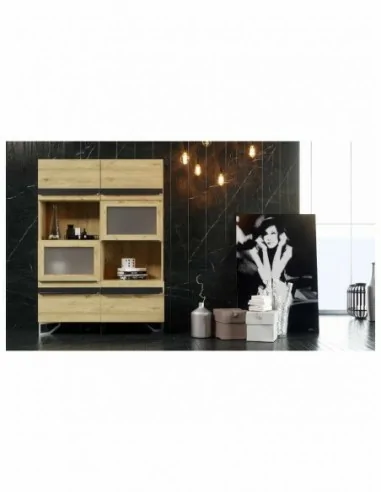 Salon comedor diseño industrial acabado madera con patas color negro (3)