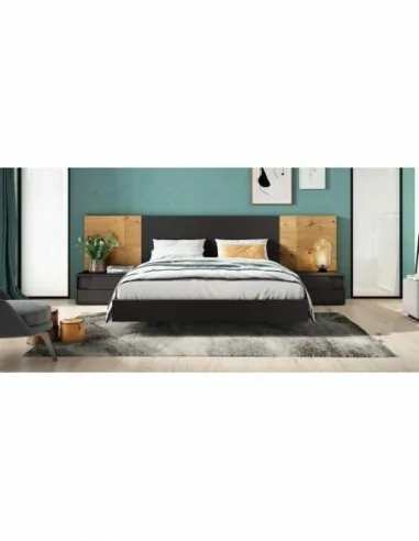 Composicion de dormitorio moderno colores de madera en galeria con comoda y espejos a juego (1)