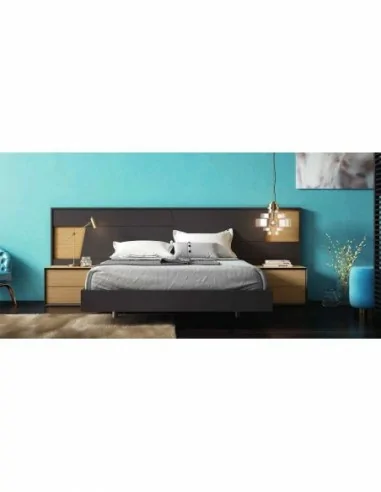 Composicion de dormitorio moderno colores de madera en galeria con comoda y espejos a juego (11)