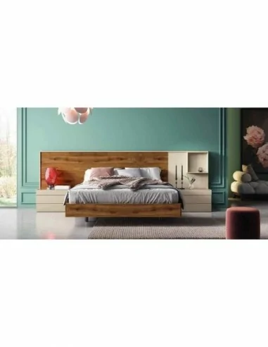 Composicion de dormitorio moderno colores de madera en galeria con comoda y espejos a juego (13)