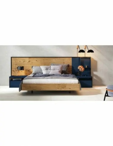 Composicion de dormitorio moderno colores de madera en galeria con comoda y espejos a juego (14)