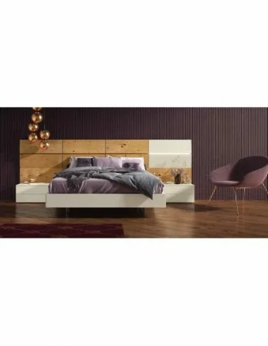 Composicion de dormitorio moderno colores de madera en galeria con comoda y espejos a juego (16)