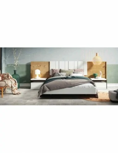 Composicion de dormitorio moderno colores de madera en galeria con comoda y espejos a juego (2)