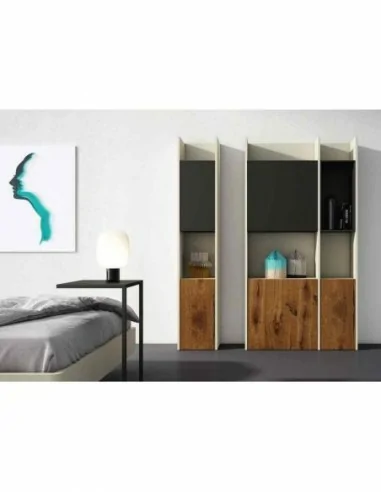 Composicion de dormitorio moderno colores de madera en galeria con comoda y espejos a juego (26)