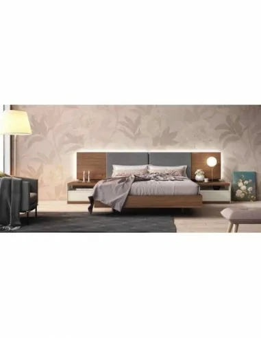 Composicion de dormitorio moderno colores de madera en galeria con comoda y espejos a juego (27)