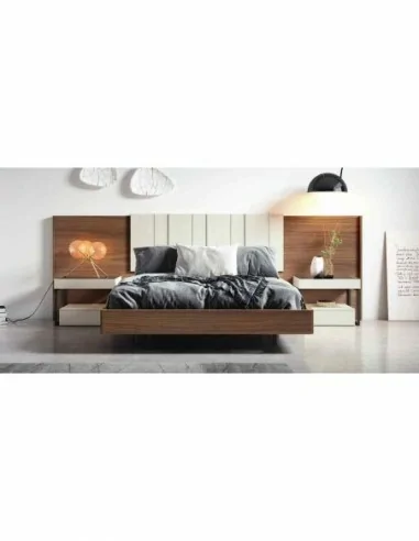 Composicion de dormitorio moderno colores de madera en galeria con comoda y espejos a juego (3)