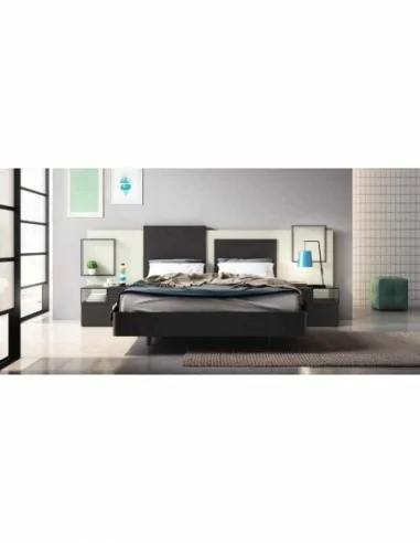 Composicion de dormitorio moderno colores de madera en galeria con comoda y espejos a juego (6)