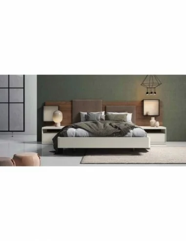 Composicion de dormitorio moderno colores de madera en galeria con comoda y espejos a juego (7)