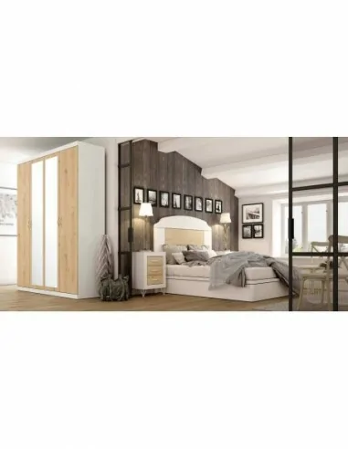 Dormitorio de matrimonio diseño nordico armarios integrados cabeceros madera canape y mesitas (12)