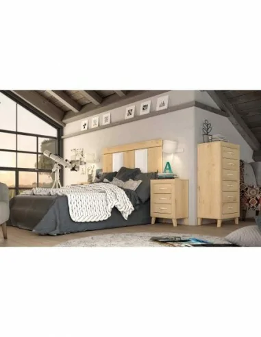 Dormitorio de matrimonio diseño nordico armarios integrados cabeceros madera canape y mesitas (16)