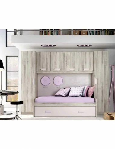 Dormitorio juvenil a medida con literas camas abatibles armarios y diferentes colores (16)